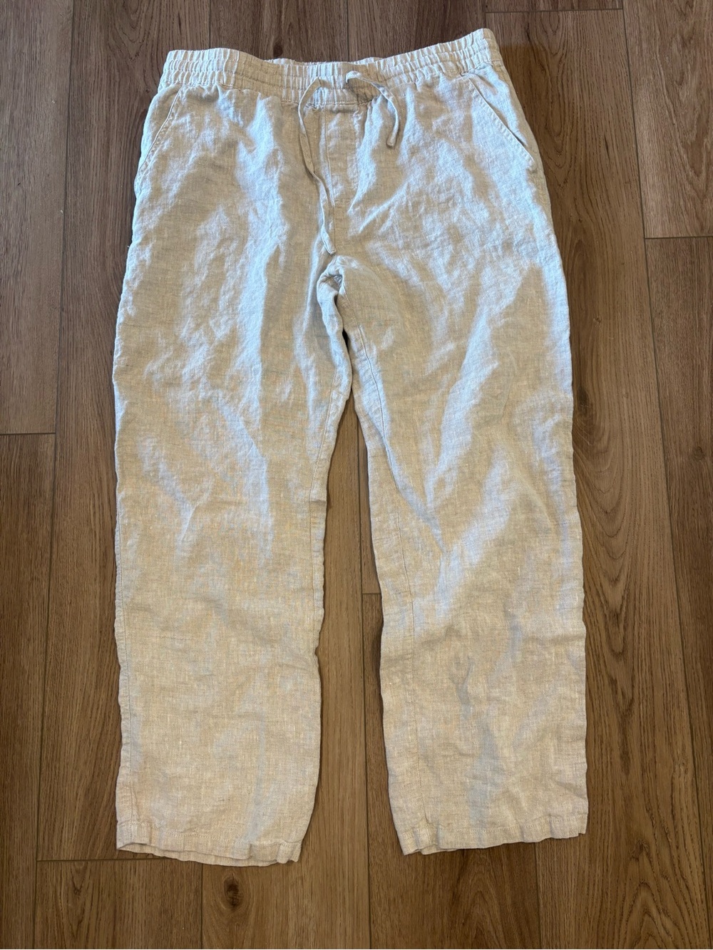 Cotton On Womens 100% Linen Light Beige Drawstring Joggers